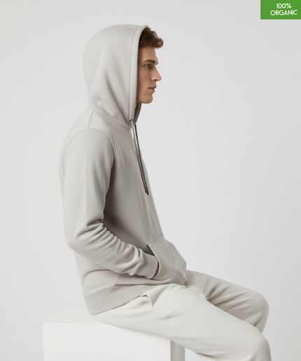 Organic Cotton Hoodie | Heather Haze | Relaxed Medium Fit.