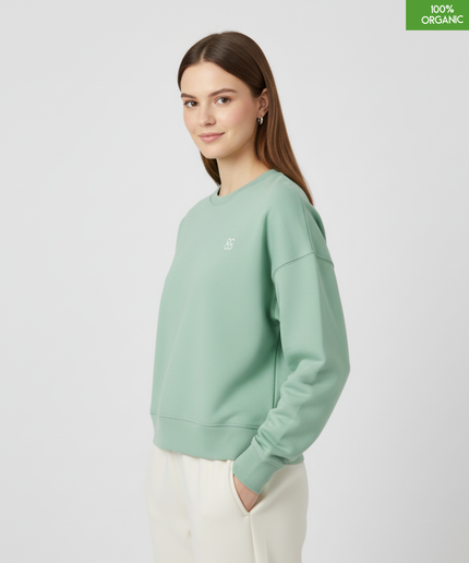 The women's crew neck sweatshirt | Misty Jade | Medium fit | 300gsm