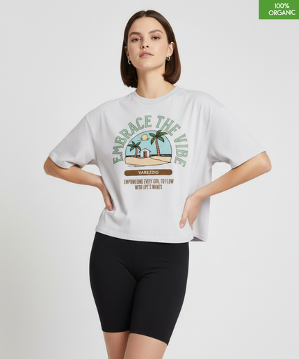 "EMBRACE THE VIBE"  Cropped T-Shirt | Relaxed fit | Organic cotton and premium construction.