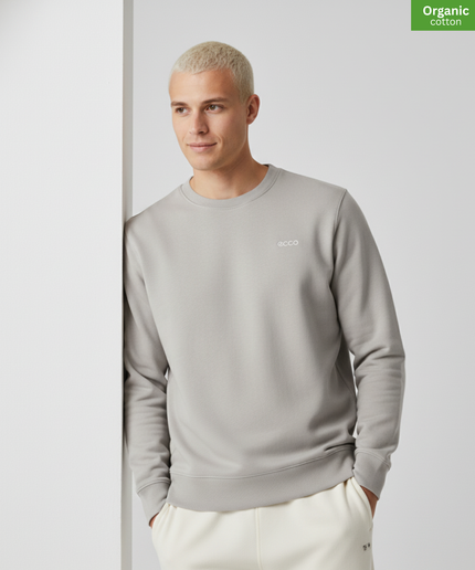 Organic Cotton crewneck sweatshirt | Opal |  Medium Fit.