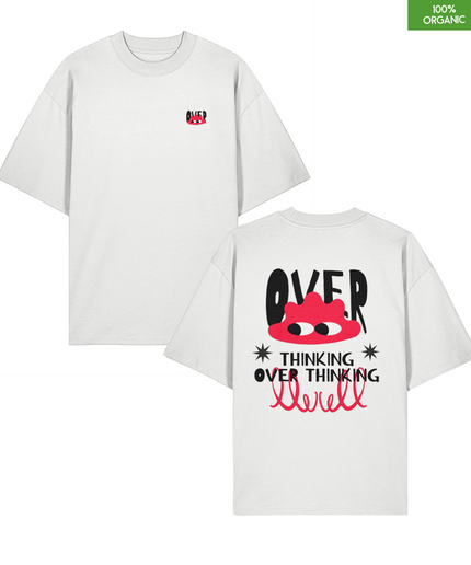 “Overthinking” Oversized Graphic T-Shirt — Playful Mental Health Design