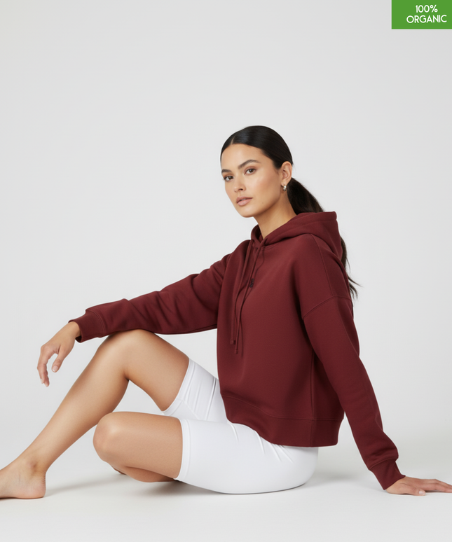Organic cotton Hoodie sweatshirt | Colour: Burgundy | Medium fit