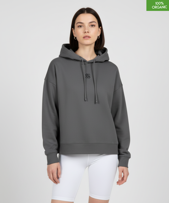 Organic cotton Hoodie sweatshirt | Colour Anthracite | Medium fit | 300gsm.