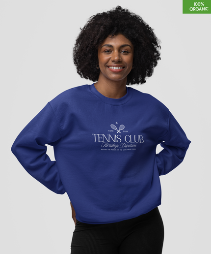 Sweatshirt with 'Tennis Club, The women's crew neck sweatshirt | Worker Blue | Medium fit | 300gsm